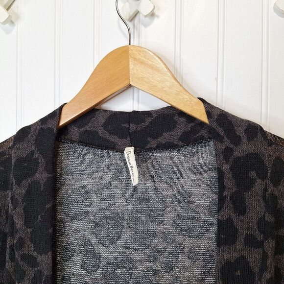 Beeson River Plus 3XL Open Front Leopard Print Cardigan Duster Semi Sheer Mesh - Picture 3 of 9